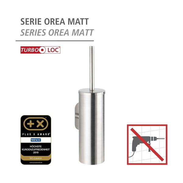 Matt ezüstszínű öntapadós rozsdamentes acél WC-kefe Orea – Wenko-image-4