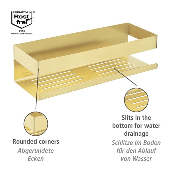 Aranyszínű öntapadós rozsdamentes acél fürdőszobai polc Genova – Wenko-image-4