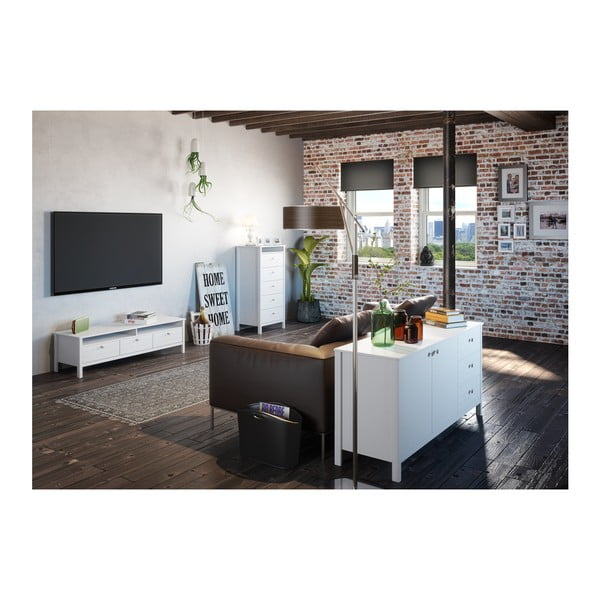 New York fehér keskeny komód 5 fiókkal, magassg 120 cm - Steens-image-3