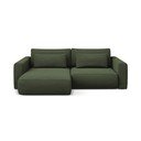 Khaki kinyitható-tárolóhelyes sarokkanapé (bal oldali-heverő résszel) Kapua – Makamii