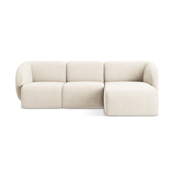 Bézs zsenília sarokkanapé (jobb oldali-heverő résszel) Lani – Makamii