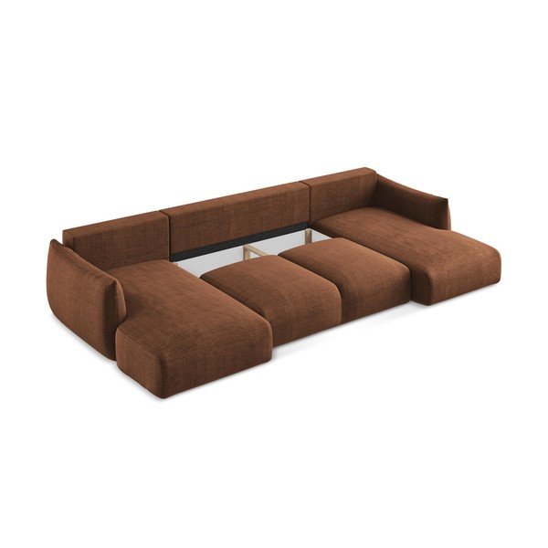 Terrakotta színű kinyitható sarokkanapé (U alakú) Leila – Makamii-image-4