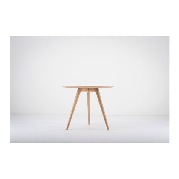 Arp tölgyfa tárolóasztal fekete asztallappal, ⌀ 45 cm - Gazzda-image-4