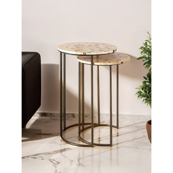Kerek tárolóasztal szett 2 db-os ø 38 cm Halle – Premier Housewares-image-1