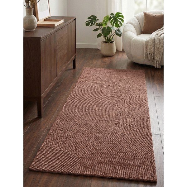 Terrakotta színű kézi szövésű gyapjú futószőnyeg 80x200 cm Calmio – Hanse Home-image-1