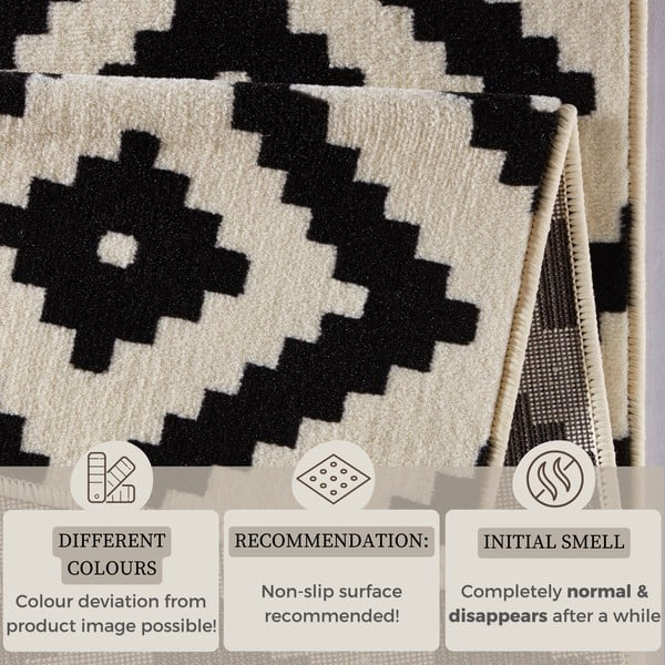 Hamla Diamond krémszínű-fekete szőnyeg, 80 x 150 cm - Hanse Home-image-4