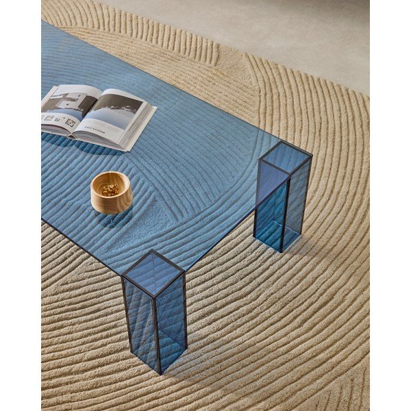 Kék üveg dohányzóasztal 60x140 cm Adularia – Kave Home-image-3