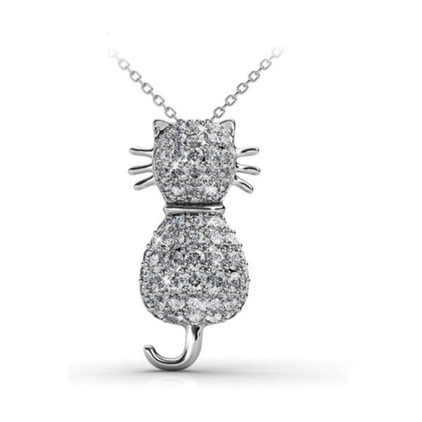 Cat nyaklánc fehér kristályokkal - Swarovski Elements Crystals