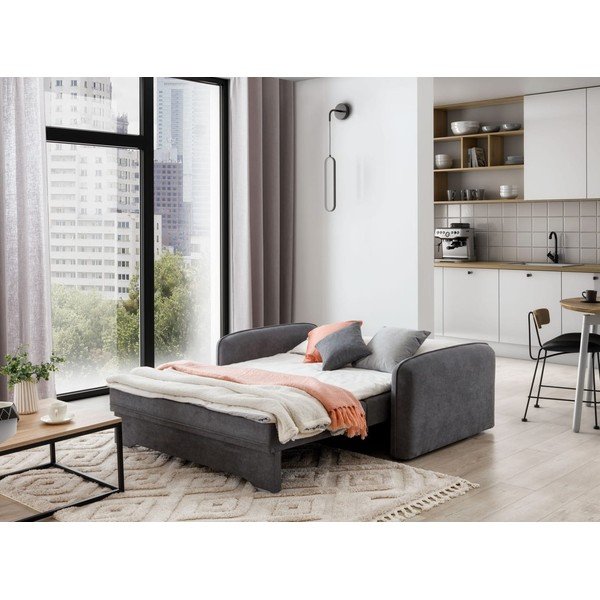 Szürke zsenília kinyitható-tárolóhelyes kanapé 155 cm Laine – ELTAP-image-4