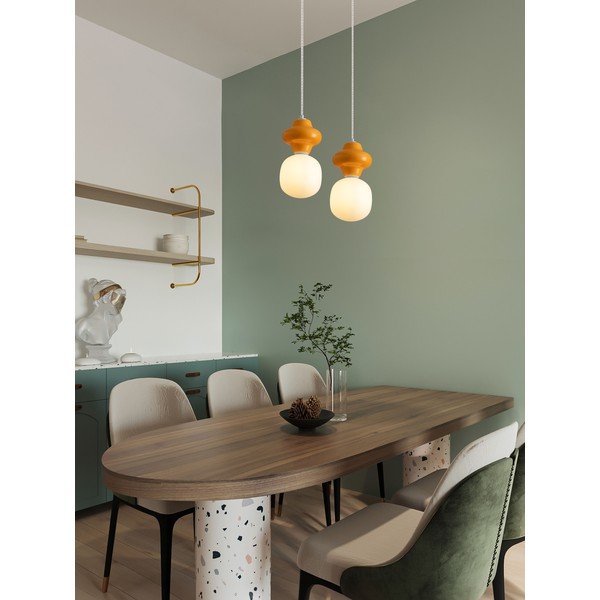 Fehér-narancssárga kerámia függőlámpa üveg búrával ø 18 cm Clio – Nova Luce-image-1