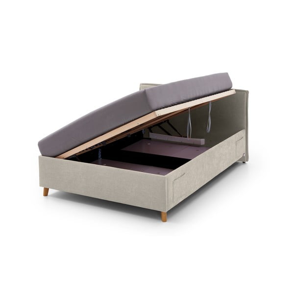 Bézs kárpitozott ágyneműtartós gyerekágy ágyráccsal 90x200 cm Fun – Meise Möbel-image-2
