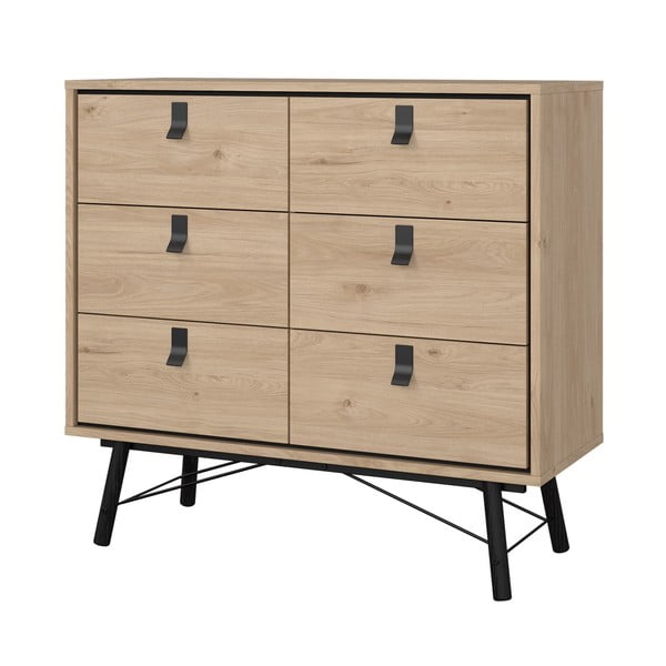 Natúr színű alacsony komód tölgyfa dekorral 102x99 cm Ry – Tvilum-image-3