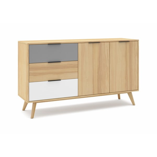 Natúr színű borovi fenyő alacsony komód 140x81 cm Elfa – Marckeric-image-2