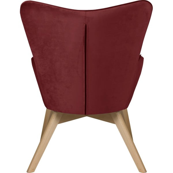 Piros bársony fotel lábtartóval Niko – Ropez-image-4