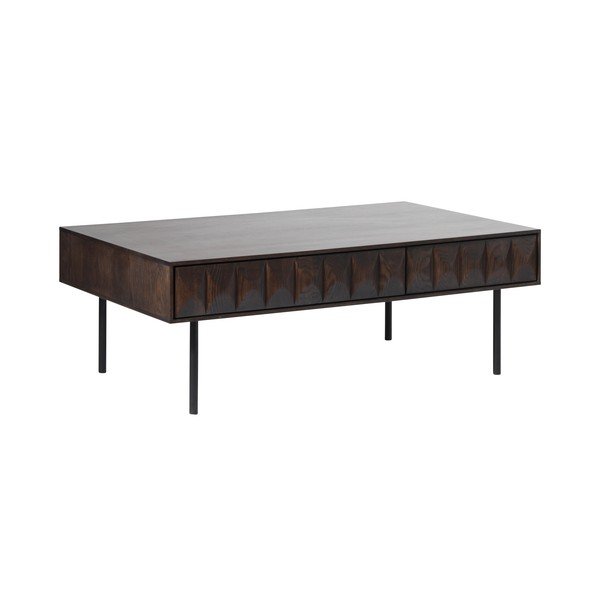 Sötétbarna dohányzóasztal tölgyfa dekoros asztallappal 71x117 cm Latina – Unique Furniture-image-2