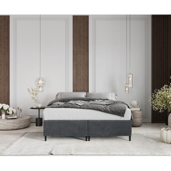 Antracitszürke kárpitozott ágyneműtartós franciaágy 180x200 cm Tate – Maison de Rêve-image-3