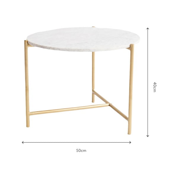 Fehér márvány kerek dohányzóasztal ø 50 cm Morgans – Really Nice Things-image-3