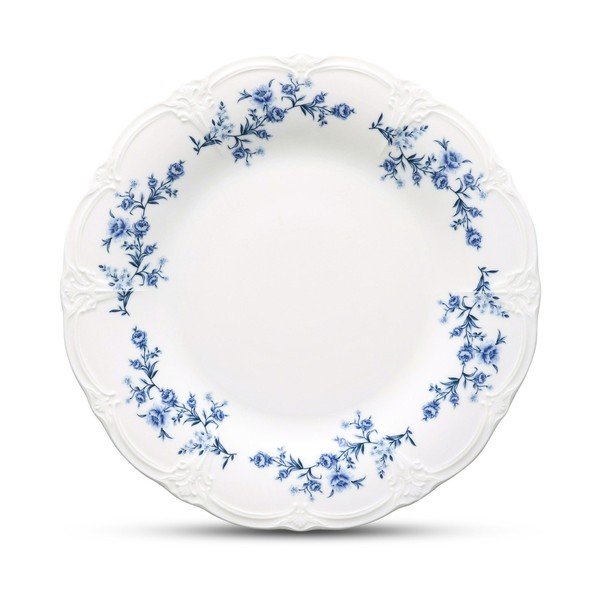 Fehér-kék szervírozó porcelán tányér ø 32 cm Retro – BonBistro