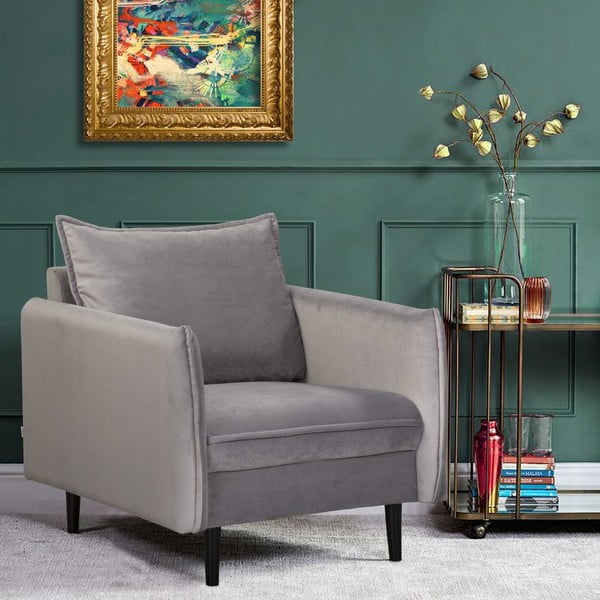 Szürke bársony fotel Juli – Ropez-image-1