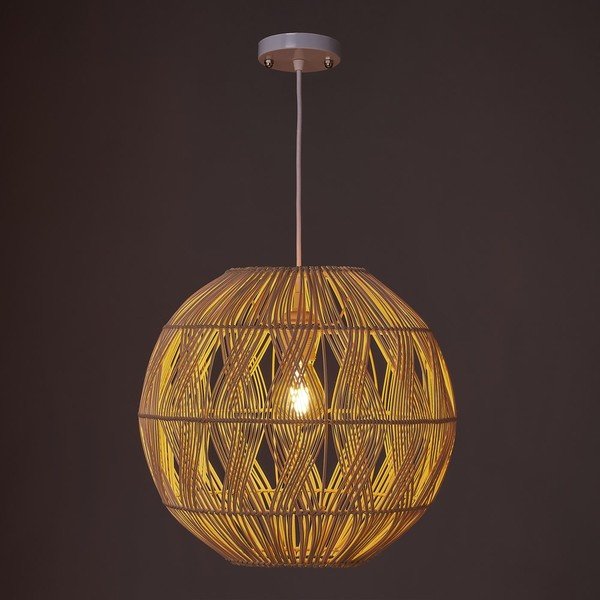 Natúr színű rattan mennyezeti lámpa rattan búrával ø 37 cm Natural Way – Casa Selección-image-1