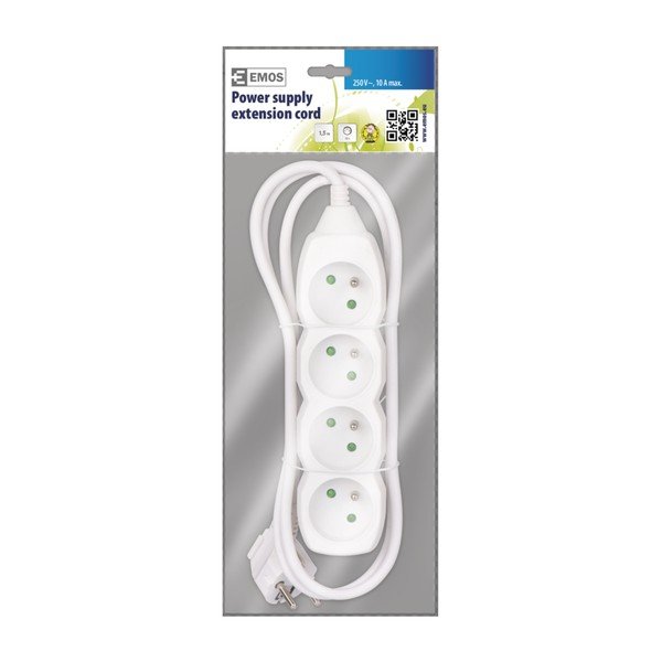 Fehér 4-es hosszabbító, 1,5 m - EMOS-image-1
