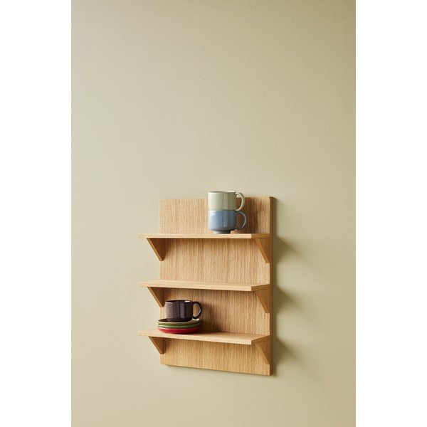 Natúr színű többszintes fali polc tölgyfa dekorral 40 cm Straight – Hübsch-image-1