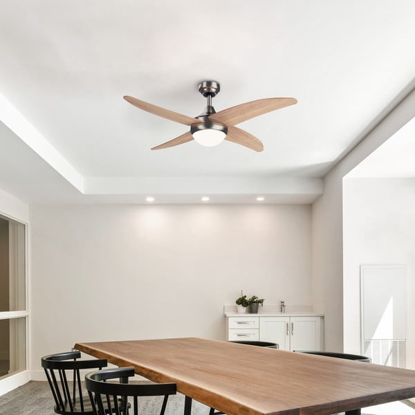 Világos natúr színű mennyezeti lámpa időzítő funkcióval, ventilátorral ø 13 cm Achilia – SULION-image-1