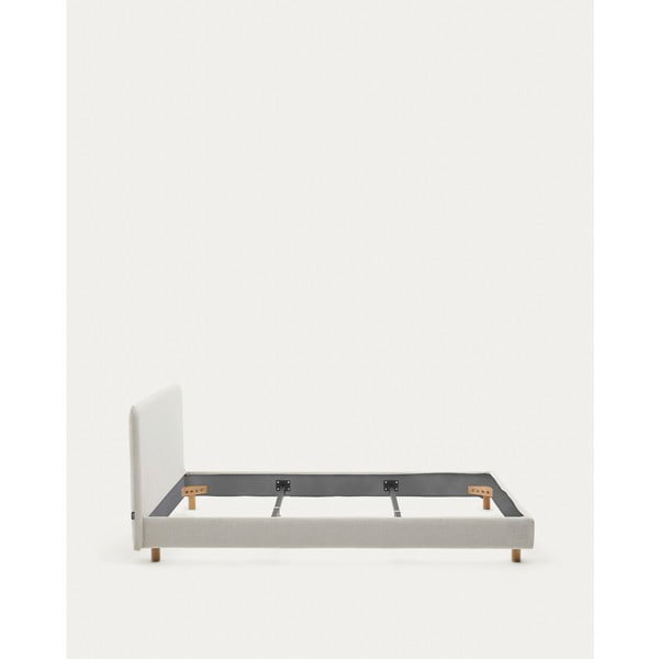 Szürke kárpitozott franciaágy ágyrács nélkül 180x200 cm Valma – Kave Home-image-3