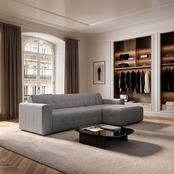 Szürke sarokkanapé (jobb oldali-heverő résszel) Tuil – Rodier-image-1