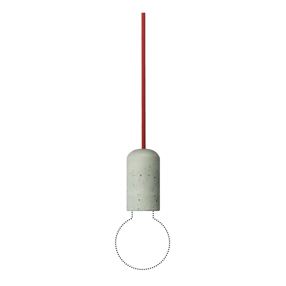 Lámpa beton foglalattal és piros kábellel, 1,2 m - Jakub Velínský