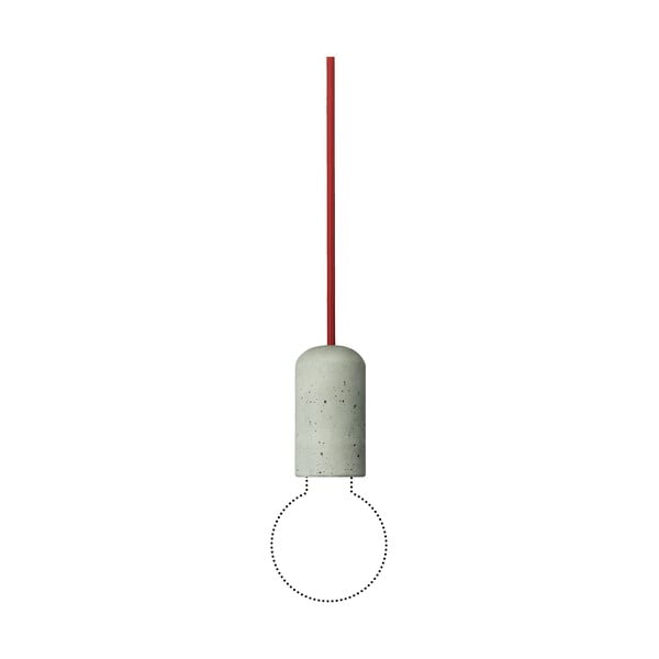 Lámpa beton foglalattal és piros kábellel, 1,2 m - Jakub Velínský