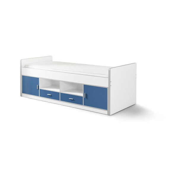Bonny fehér-kék ágyneműtartós gyerekágy, 200 x 90 cm - Vipack