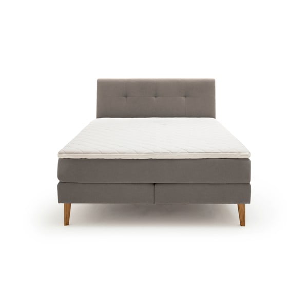 Világosszürke boxspring ágy 160x200 cm Stockholm – Meise Möbel-image-3