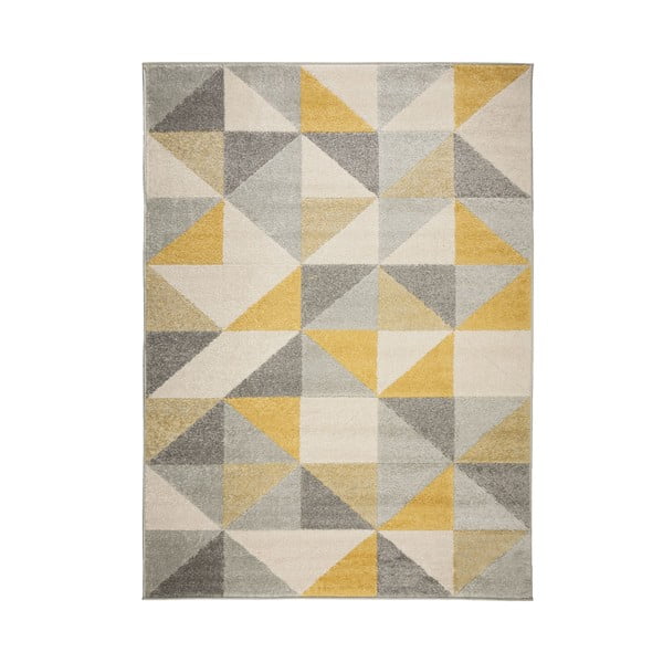 Urban Triangle szürke-sárga szőnyeg, 133 x 185 cm - Flair Rugs