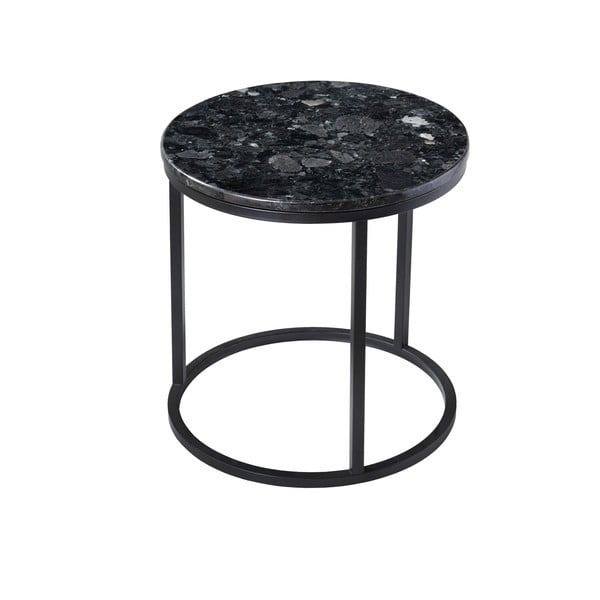 Crystal fekete gránitasztal fekete talppal, ⌀ 50 cm - RGE