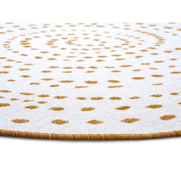 Okkersárga-fehér kerek kültéri szőnyeg ø 200 cm Bali – NORTHRUGS-image-3