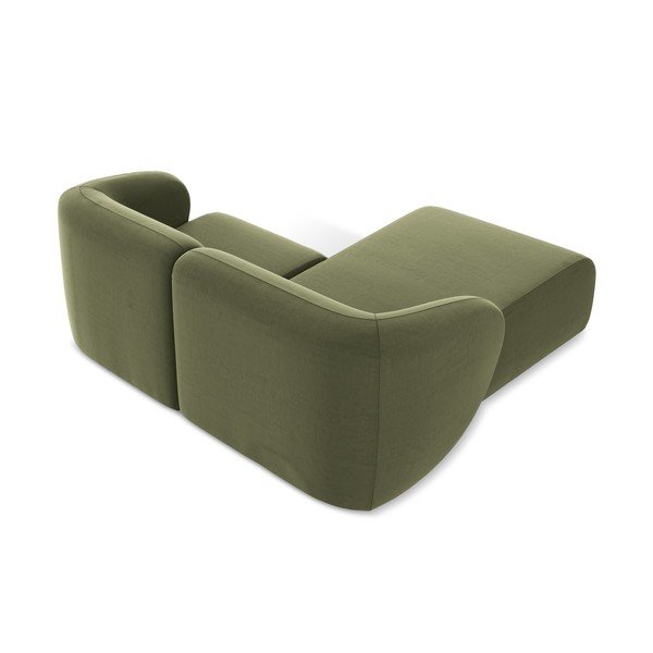 Zöld bársony sarokkanapé (bal oldali-heverő résszel) Lani – Makamii-image-3