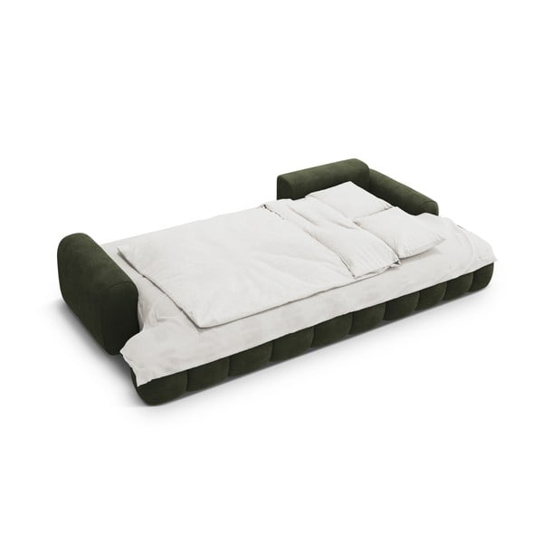 Zöld bársony kinyitható-tárolóhelyes sarokkanapé (jobb oldali-heverő résszel) Linz – Cosmopolitan Design-image-4