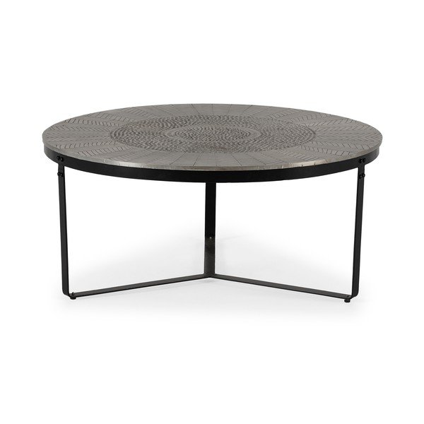 Fekete-szürke matt kerek dohányzóasztal ø 90 cm Clarisa – MOME-image-4