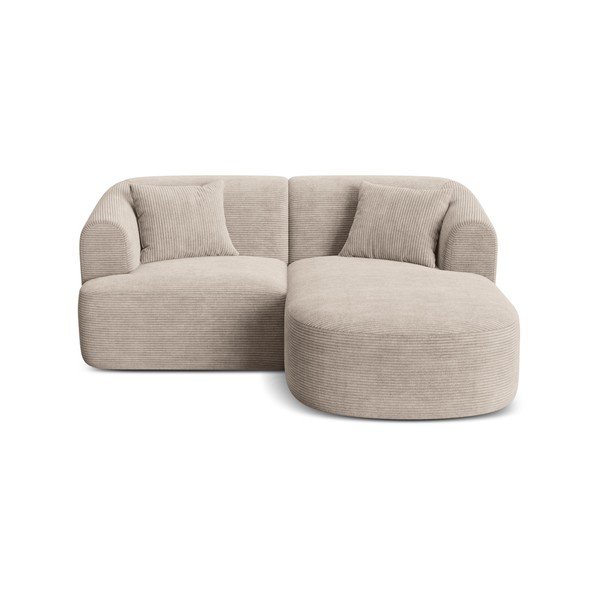 Világosbarna kordbársony sarokkanapé (jobb oldali-heverő résszel) Campi – Cosmopolitan Design