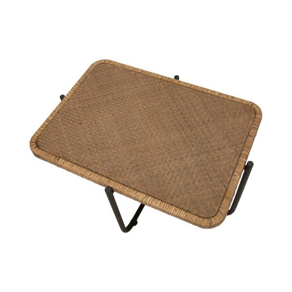 Fekete-natúr színű rattan dohányzóasztal 55x75 cm Cebu – Mauro Ferretti-image-4