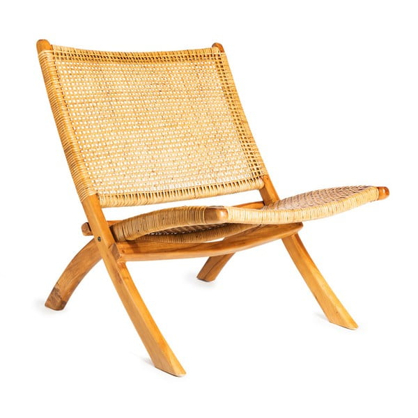 Fold barna teakfa szék, rattan ülőrésszel - Simla