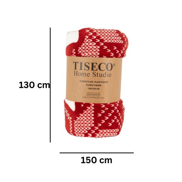 Piros sherpa takaró karácsonyi mintával 130x150 cm – Tiseco Home Studio-image-3