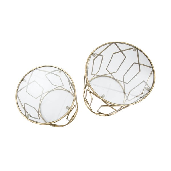 Kerek tárolóasztal szett üveg asztallappal, 2 db-os  ø 42 cm Tunisi – Mauro Ferretti-image-3