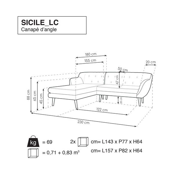 Sicile bézs színű kanapé baloldali fekvőfotellel - Mazzini Sofas-image-4