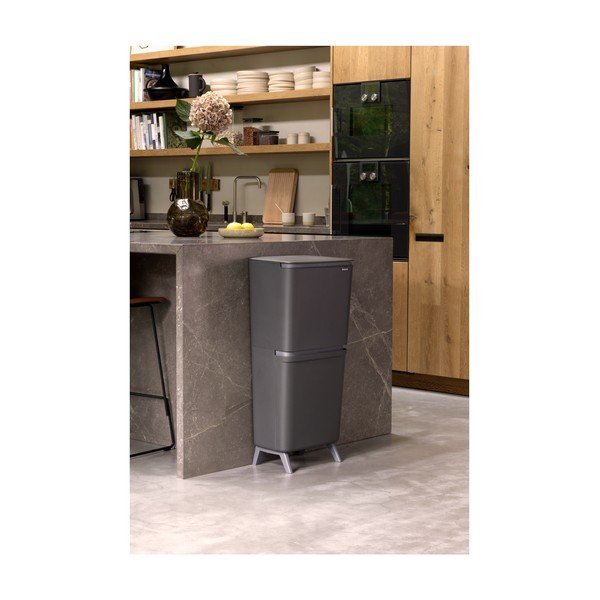 Sötétszürke műanyag szelektív szemetes 25+10+10 l SortUp Recycle Hi – Brabantia-image-1