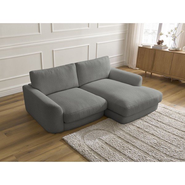 Sötétszürke buklé sarokkanapé (jobb oldali-heverő résszel) Leonore – Bobochic Paris-image-4