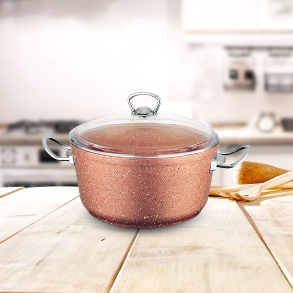 Classic rózsaszín alumínium edény fedővel, ø 22 cm - Güral Porselen-image-1