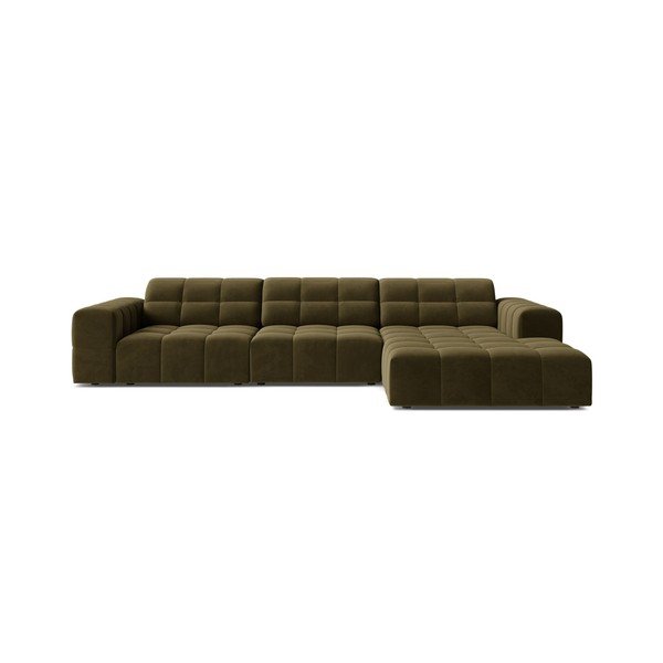 Khaki bársony sarokkanapé (jobb oldali-heverő résszel) Chicago – Cosmopolitan Design