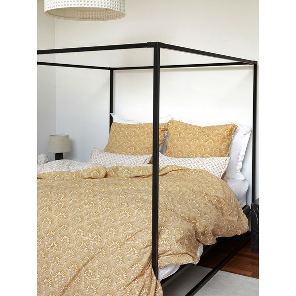 Sárga-fehér bio pamut ágyneműhuzat 200x135 cm Tiara - Westwing Collection-image-4